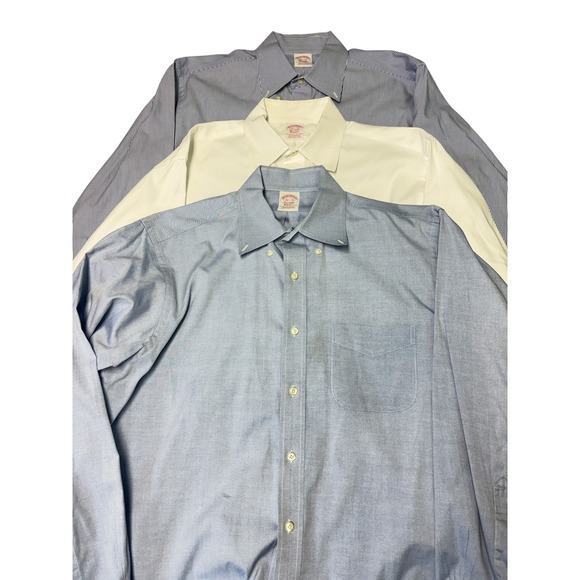 LOT OF 3 Brooks Brothers Mens 16.5 33 Supima Cotton Button Down ShirtsWhite